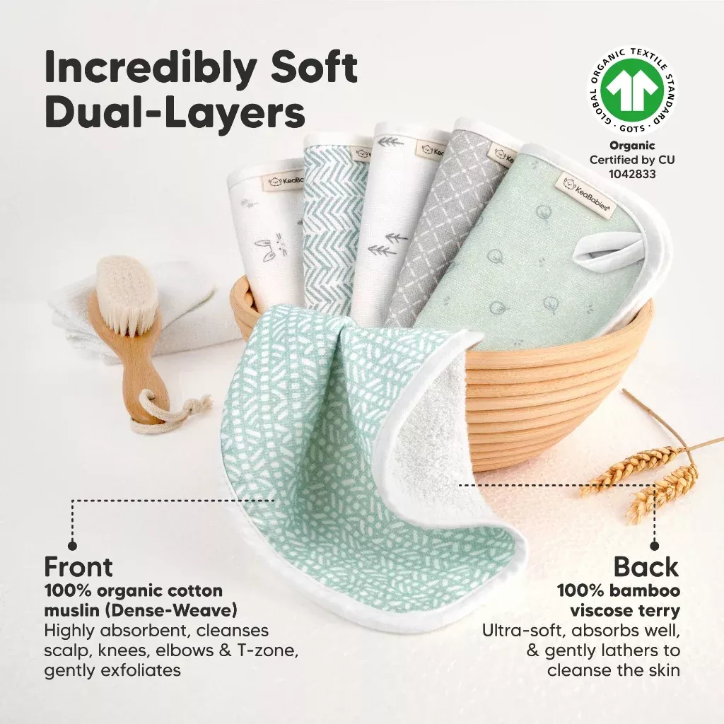 6-Pack Organic Cami Baby Washcloths - Nordic