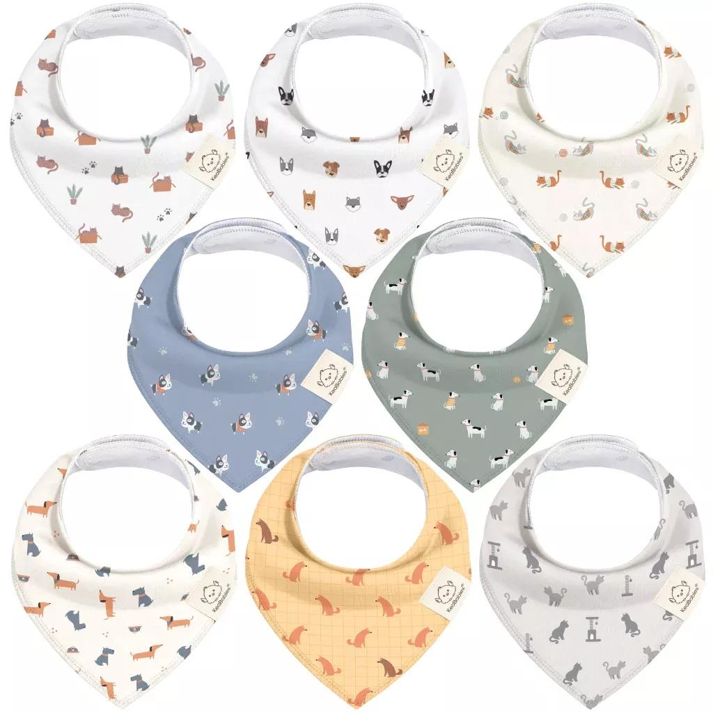 8-pack Baby Bandana Bibs - Pets & Paws