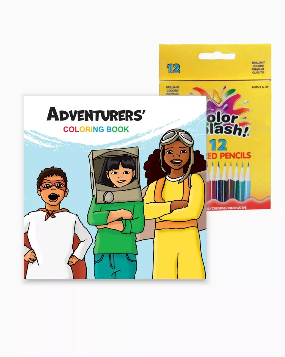 Adventurers' Coloring Book w. Colored Pencils