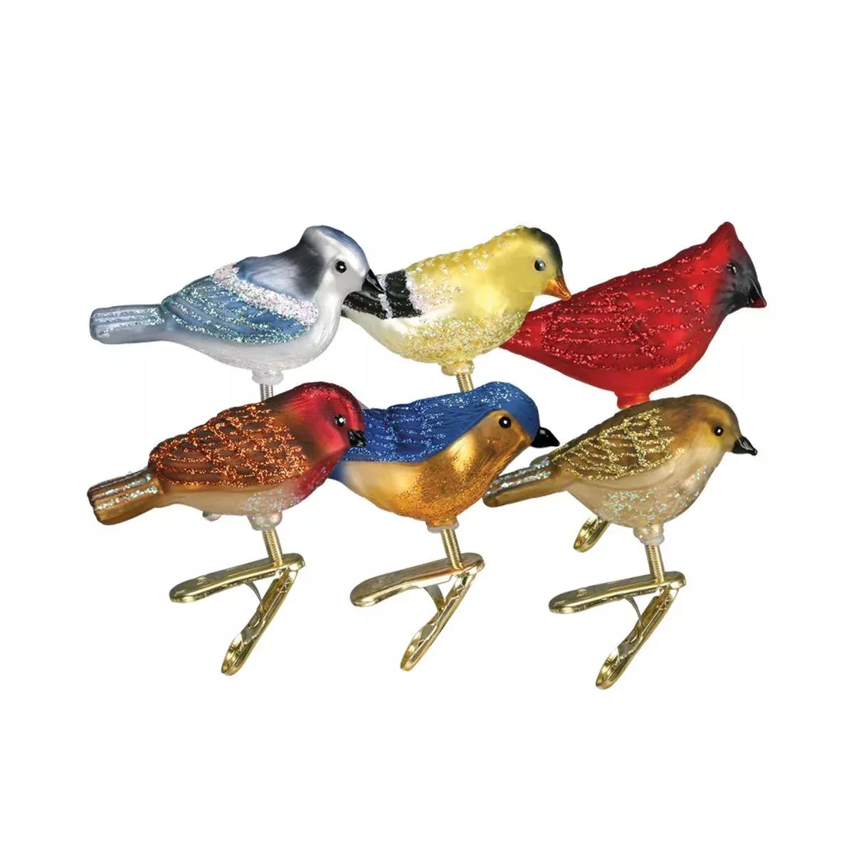 Assorted Miniature Songbirds Glass Ornament