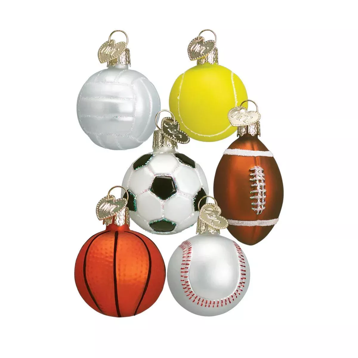 Assorted Miniature Sport Ball Glass Ornaments