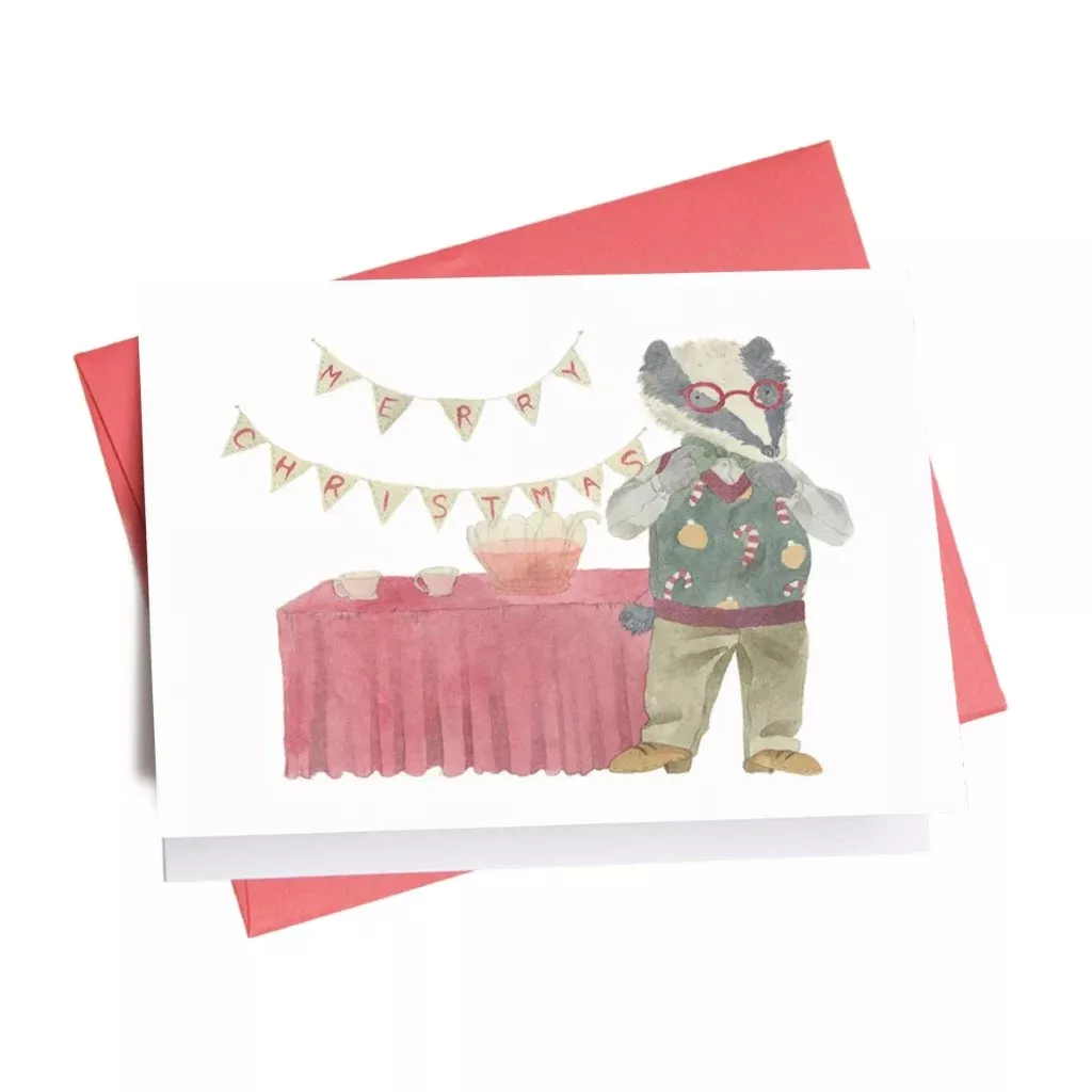 Badger Christmas Holiday Greeting Card