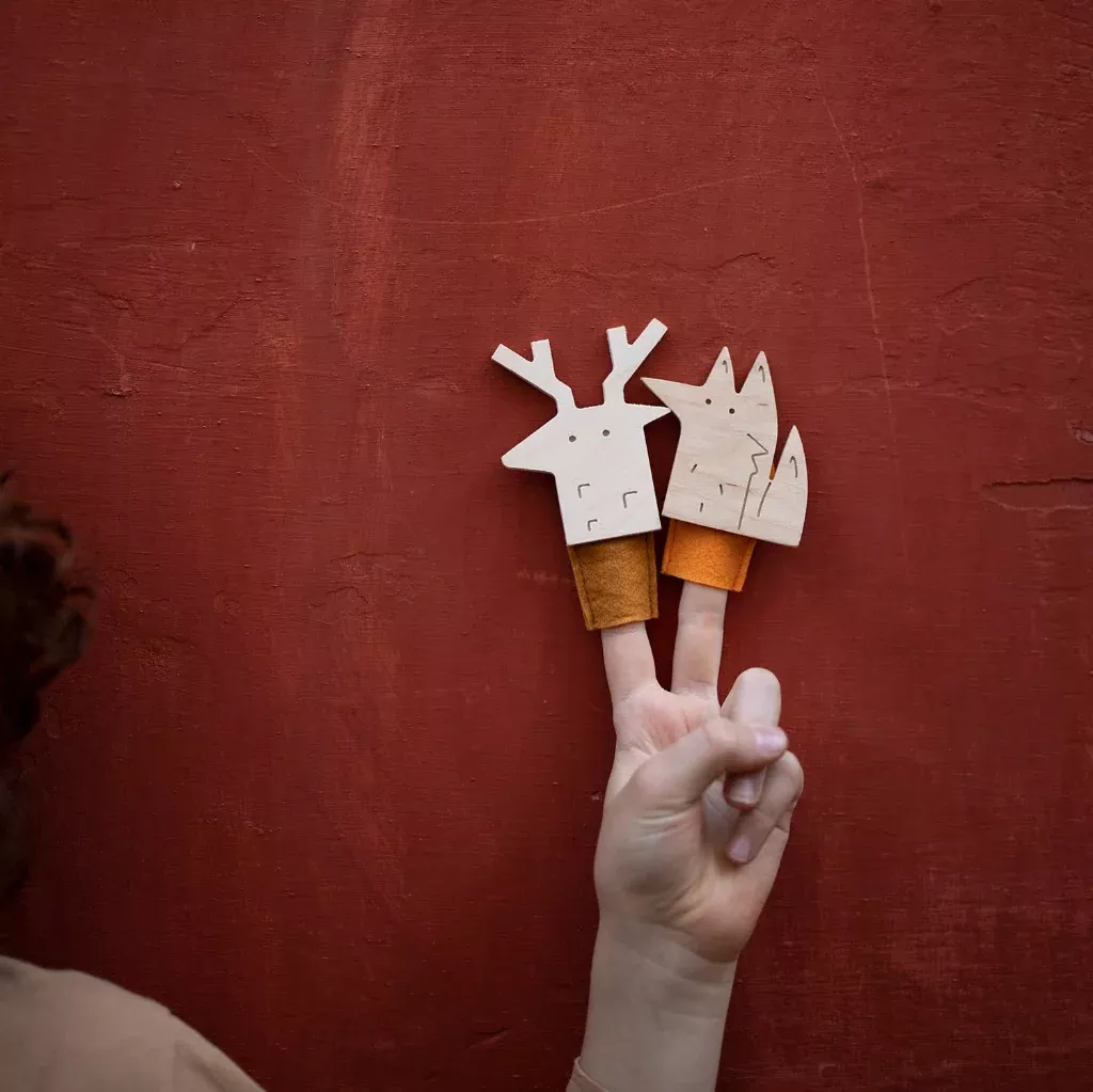 Birch + Felt Finger Puppet - Fox