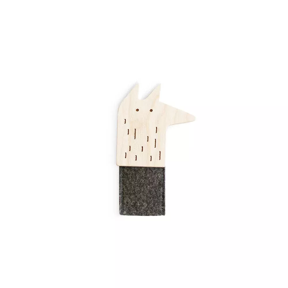 Birch + Felt Finger Puppet - Wolf