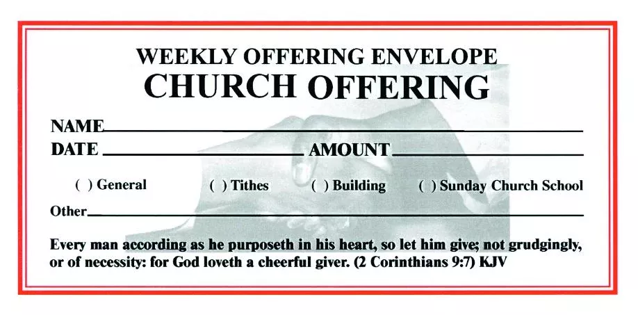 Boyd's Record Keeping Weekly Church Offering Envelope: 2 color