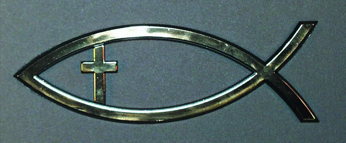 Fish with Cross - Gold: 3-Dimensional Emblems
