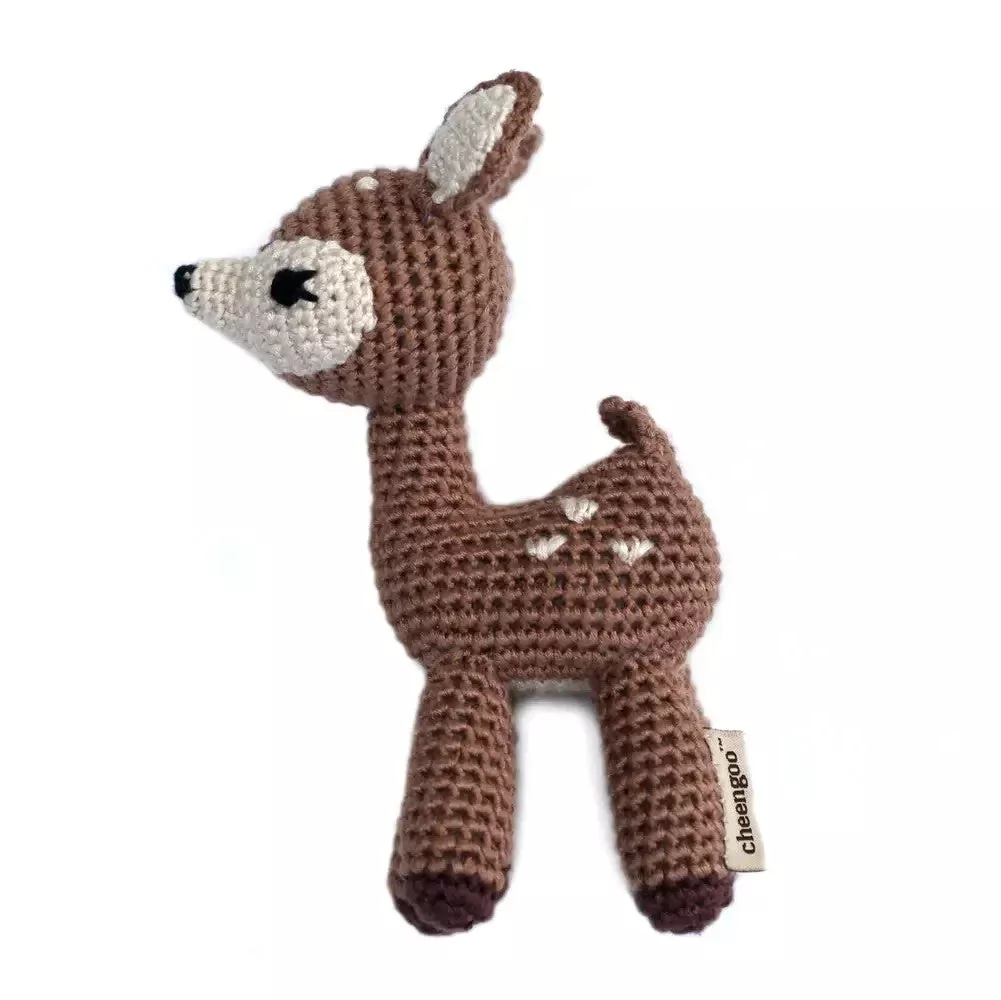 Handmade Bamboo Crochet Teething Rattle - Fawn