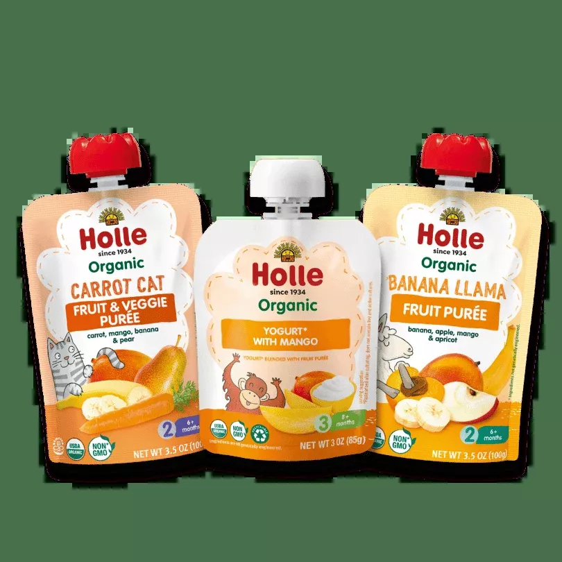 Holle Tropical Bundle: Yogurt with Mango, Carrot Cat, Banana Llama
