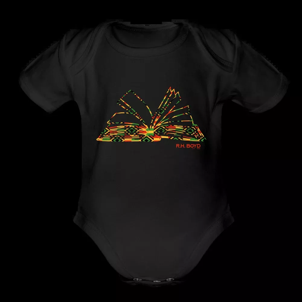 Kente Book – Short Sleeve Baby Bodysuit - front new