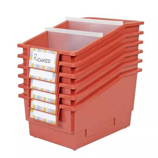 Really Good Stuff Chapter Book Library Bins™ With Dividers - 6 Pack - Clay