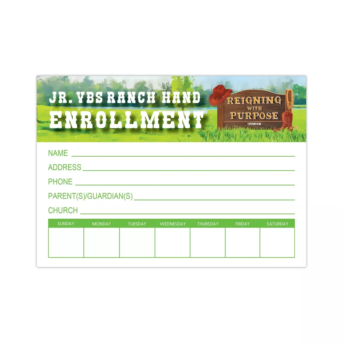 Reigning with Purpose: Enrollment Card (25pk)