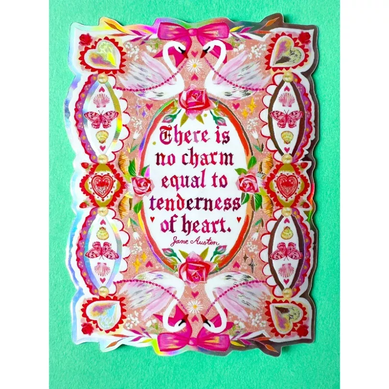"Tenderness of Heart" Jane Austen Quote Sticker - Katie Daisy