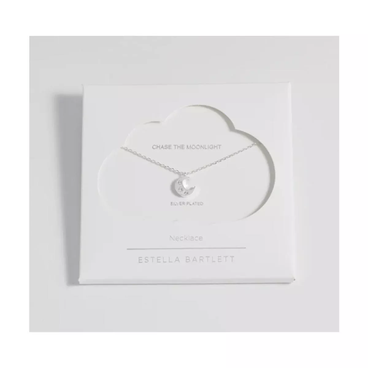 Three Stone Moon Necklace - Silver Plated