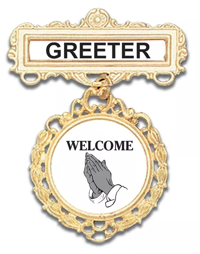 Welcome Greeter Badge: pin back