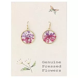 ZAD - Pink Purple Round Dried Flower Earrings
