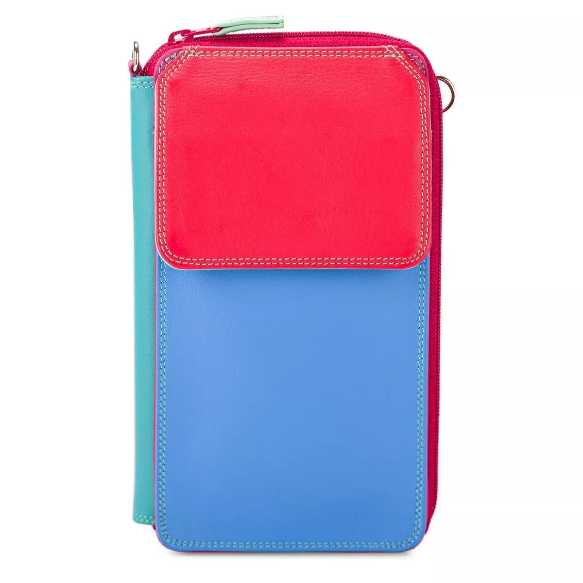 Zip Round Multi Purse with Shoulder Strap - Lipstick